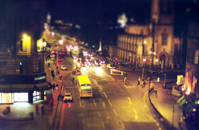 Downtown Edinburgh at Night.