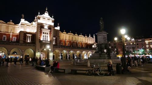 Mickiewicz Statue at Night, Krakow › October 2020.