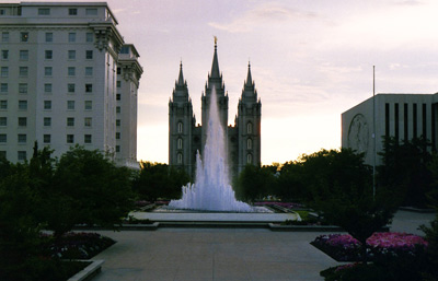 Tabernacle Water Fountain at Sunset, Salt Lake City › August 1986.